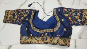 Embroidered Navy Blue Blouse