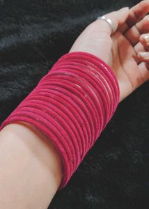 Dark Pink Velvet Bangle Set
