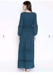 Teal Green Semi-Sheer  Polyester Maxi Top