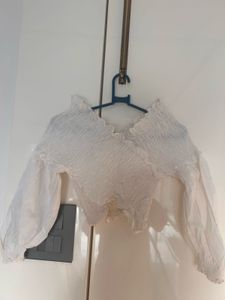 White Long Sleeve Crop Top