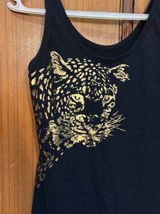 Black Tank Top w/ Gold Leopard