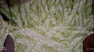 Green Printed Gown Dress &amp; Scarf Set Xl Size