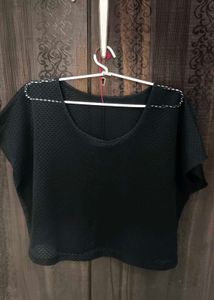 Black Mesh Crop Top