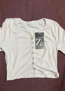 ZR Button-Down Crop Top Free Size