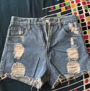 Ripped Denim Shorts