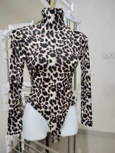 Xs,S- Leopard Print Turtleneck Bodysuit