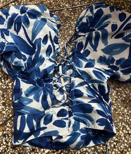 Floral Print Crop Top backless