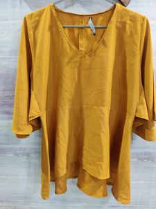 Zara Basic Peplum Top With Frilled Sleeves