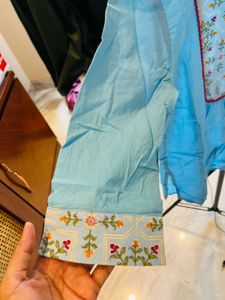 Embroidered Blue Top/ Short Kurti