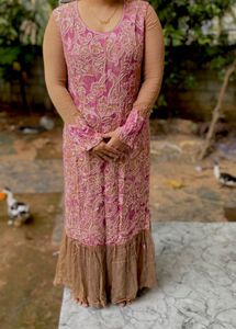 Elegant Pink Floral Ethnic Gown