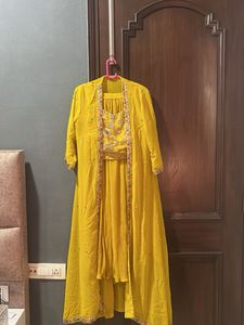 Yellow Embroidered 3 piece dress