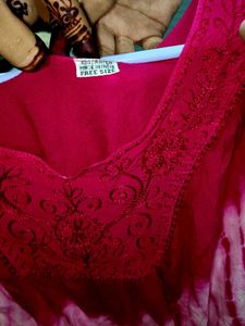 Pink Tie-Dye Embroidered Top
