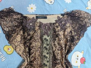 Brown Grungefairy /forestcore Lacey Top