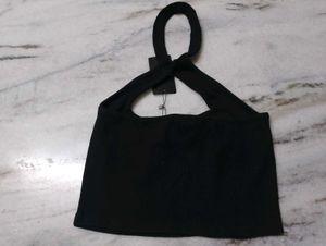 Chic Black Halter Crop Top