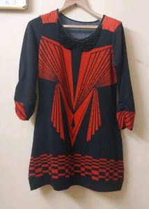 Red & Black Patterned Dress