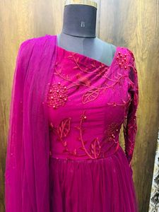 Wine Color Gown Indowestern