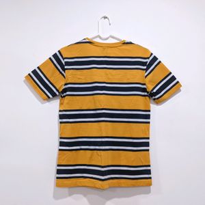 Yellow Unisex Striped T-shirt