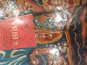 Embroidered MUSLIN SATIN SAREE