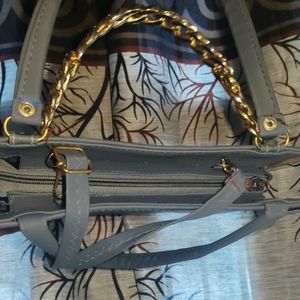 Gray Quilted Chain Bag