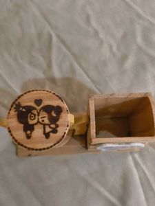Cute Wooden Hourglass Stationery Holder&amp; Girl Deco