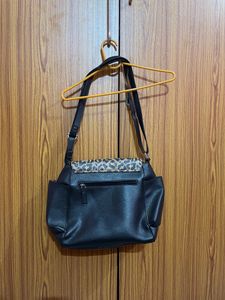 Leopard Print Black Medium Sling Bag