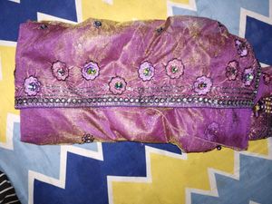Net saree in purple colour havingg 2 shining shade