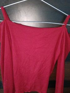 Red Ruched Long Sleeve Top