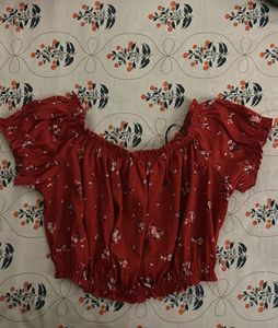 Red Floral Crop Top