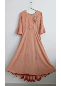 Peach Embroidered Kurta