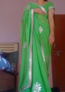 pure Georgette gotta patti saree with blouse