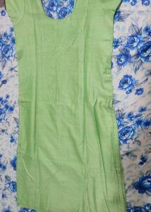 Pista Green Kurti, Brown Legging.Free Ear Studs