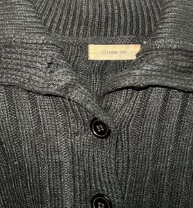 Black Knit Button-Down Cardigan