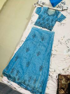 Teal Embellished Y2K lehenga Choli
