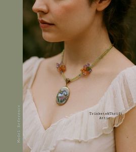 Butterfly Fairy Oval Clay Pendant Bead Necklace