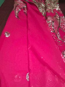 Red Embroidered Dress Material
