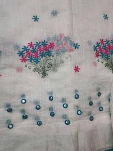 White Cotton  Linen Saree