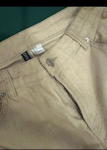 h&amp;m Beige Wide Leg Corduroy Pants