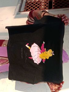 Cartoon Print Black T-shirt