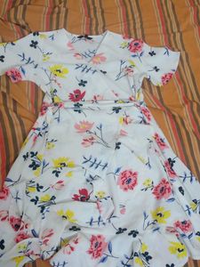 White A Line Floral Dress