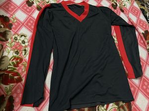 Red & Black Long Sleeve Top