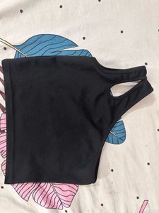 Y2K Black One Shoulder Top