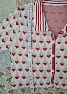 ❣️Boxy Knitted Shirt Red Hearts Valentine Day❣️