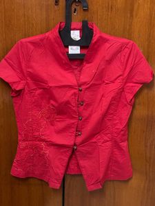Red embroidered top