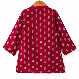 Kids Maroon&amp; Gold Kurta Dhoti Set