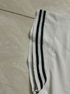 White casual/office Top With Black Stripes
