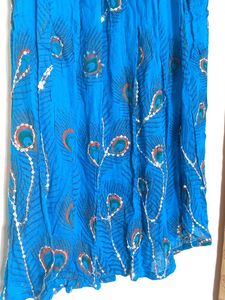 Blue Skirt With Sequence Size Free