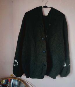 Dark Green Cat Cardigan