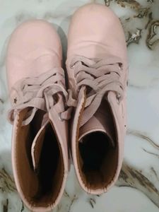 Pink Lace-up Ankle Boots