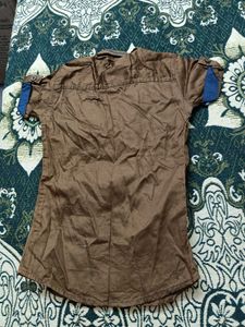 Boy&#39;s Brown Button-Down Shirt