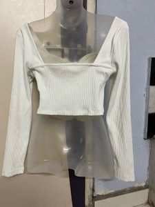 Pintrest Ribbed Tie-Front Long Sleeve Top